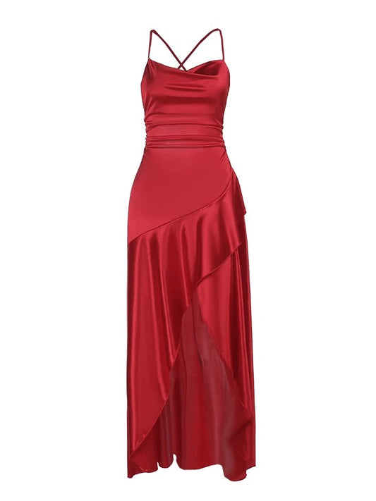 Ethereal Women's Mermaid Spaghetti Strap Maxi Dress Date Night Outfits Outdoor Semi Formal Wedding Guest Dresses RB5753