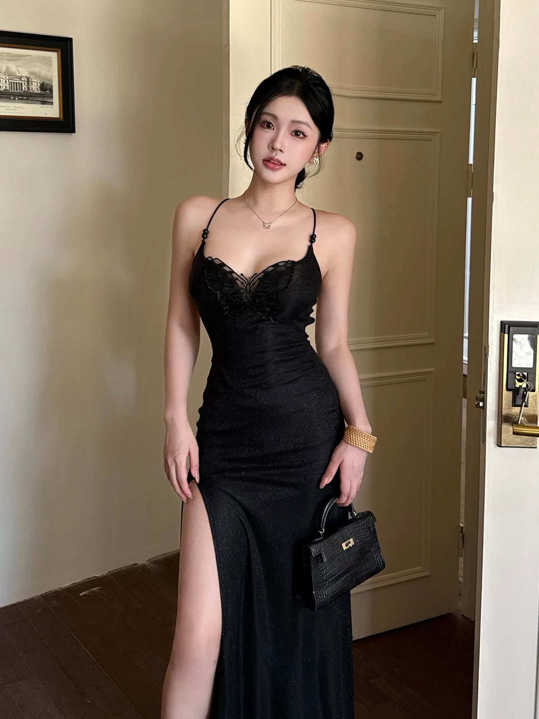 Modest Mermaid Spaghetti Strap Black Lace Beach Holiday Outfits Date Night 19th Birthday Outfit Formal Dresses RB5741