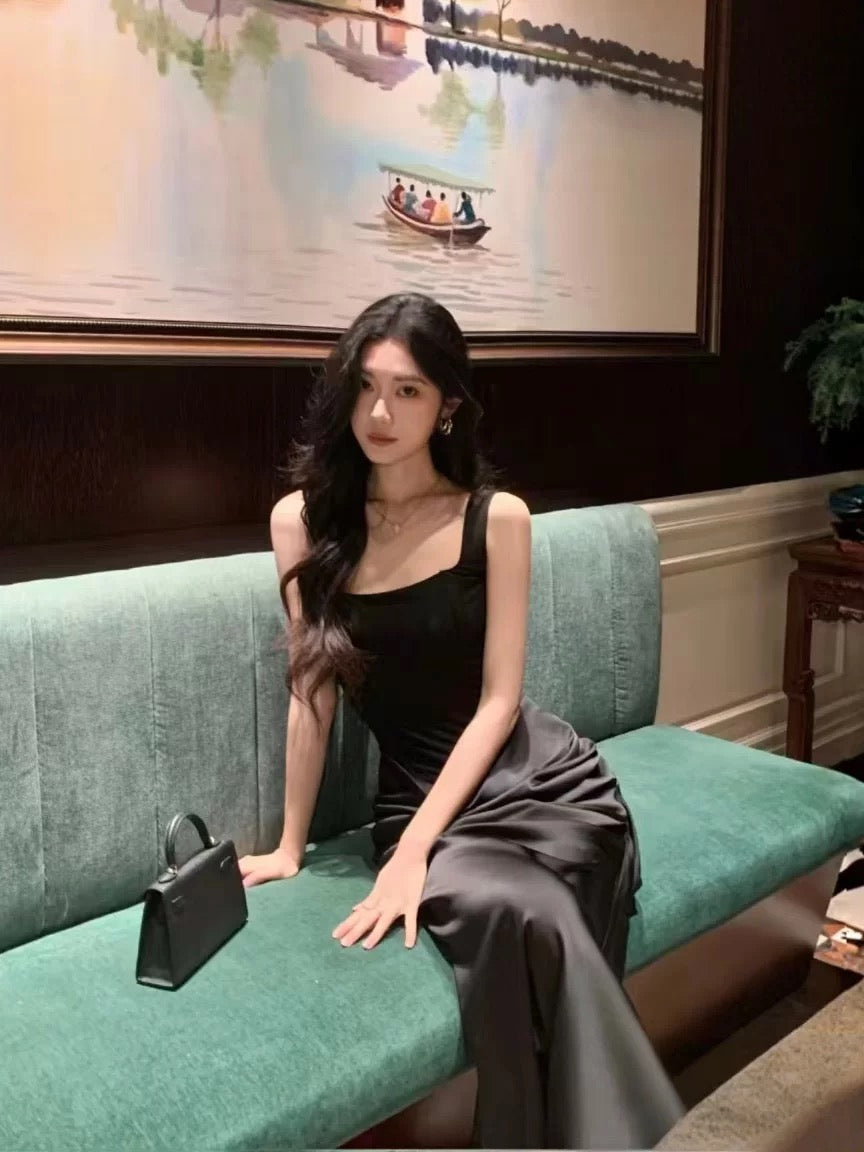 Sexy Mermaid Square Neck White Satin Long Date Night 19th Birthday Outfits Formal Prom Dresses RB5748