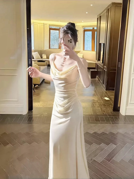 Classy Mermaid Spaghetti Strap Light Yellow Cruise Ship Formal Night Party Dresses 19th Birthday Outfit RB5762