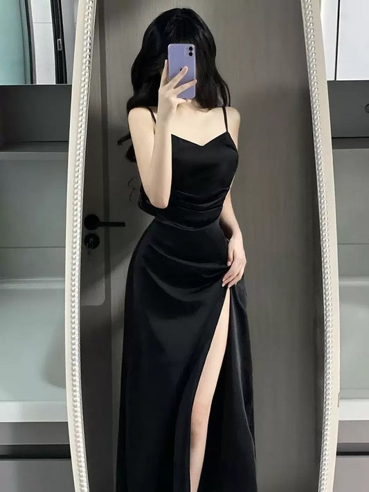 Sexy Mermaid Spaghetti Strap Black Tie Dress Corset Fitted Floor Length Cruise Ship Formal Night Party Dresses 19th Birthday Outfit RB5765