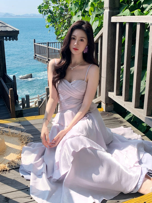 Maximalist Mermaid Spaghetti Strap Lilac Chiffon Cruise Ship Formal Night Evening Dresses 18th Birthday Outfit RB3856