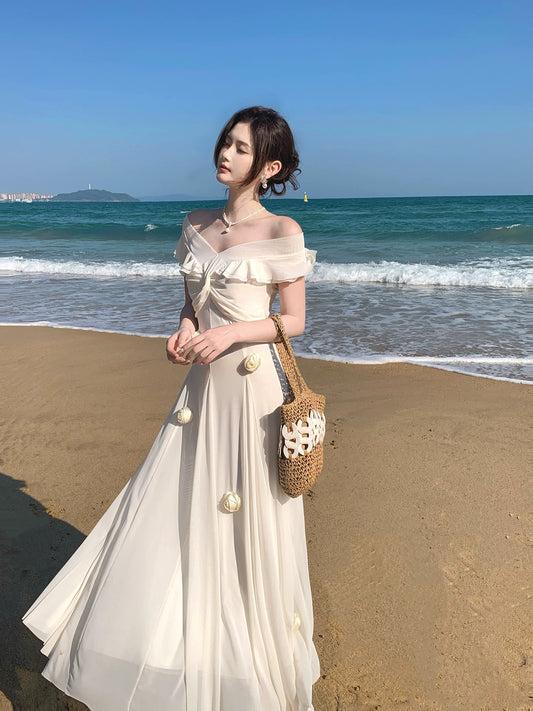 Simple Mermaid Off The Shoulder White Cruise Ship Formal Night Evening Dresses 20th Birthday Outfit RB3864