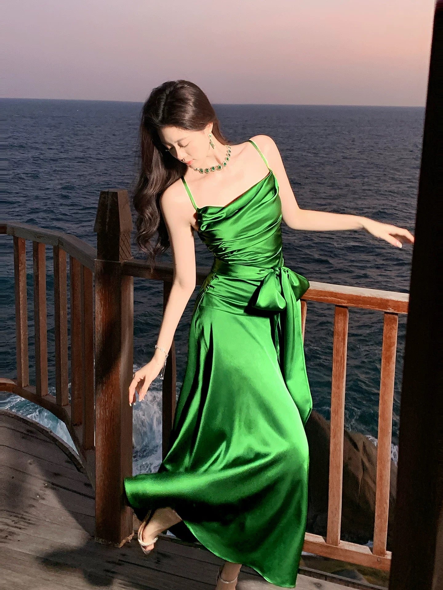Simple A line Spaghetti Strap Dark Green Cruise Ship Formal Night Evening Dresses 20th Birthday Outfit RB3871