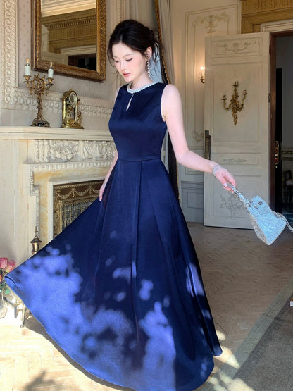 Chic A Line Scoop Royal Blue Wedding Guest Dresses Long Prom Formal Dresses AB1852