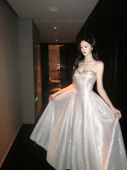 Modest A Line Spaghetti Strap Sequin Cruise Ship Formal Night Evening Dresses 21st Long Birthday Outfit RB3884