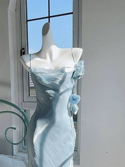Elegant 2026 Sheath Spaghetti Straps Ice Blue Semi Formal Summer Garden Beach Spring Event Outfits Wedding Guest Dresses RB4935