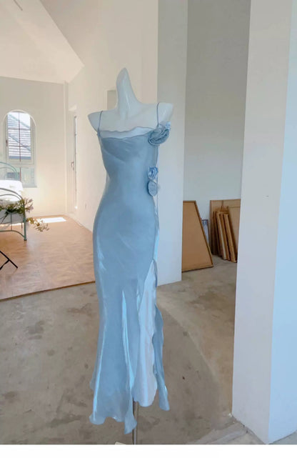 Elegant 2026 Sheath Spaghetti Straps Ice Blue Semi Formal Summer Garden Beach Spring Event Outfits Wedding Guest Dresses RB4935