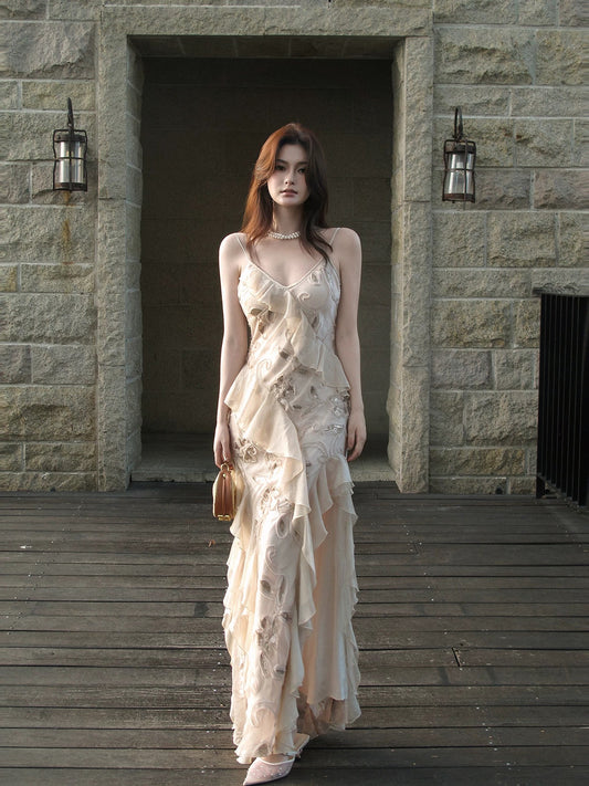 Classy 2026 Mermaid Spaghetti Straps Champgane Outdoor Semi Formal Summer Garden Beach Spring Event Outfits Wedding Guest Dresses RB4937