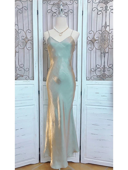 Simple Sheath Spaghetti Straps Semi Formal Summer Garden Beach Spring Event Outfits Wedding Guest Dresses RB4942