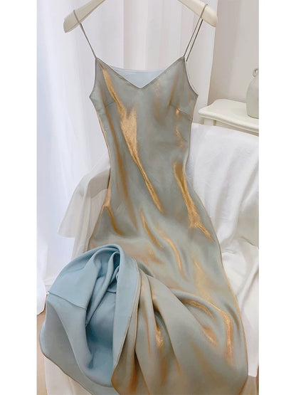 Simple Sheath Spaghetti Straps Semi Formal Summer Garden Beach Spring Event Outfits Wedding Guest Dresses RB4942