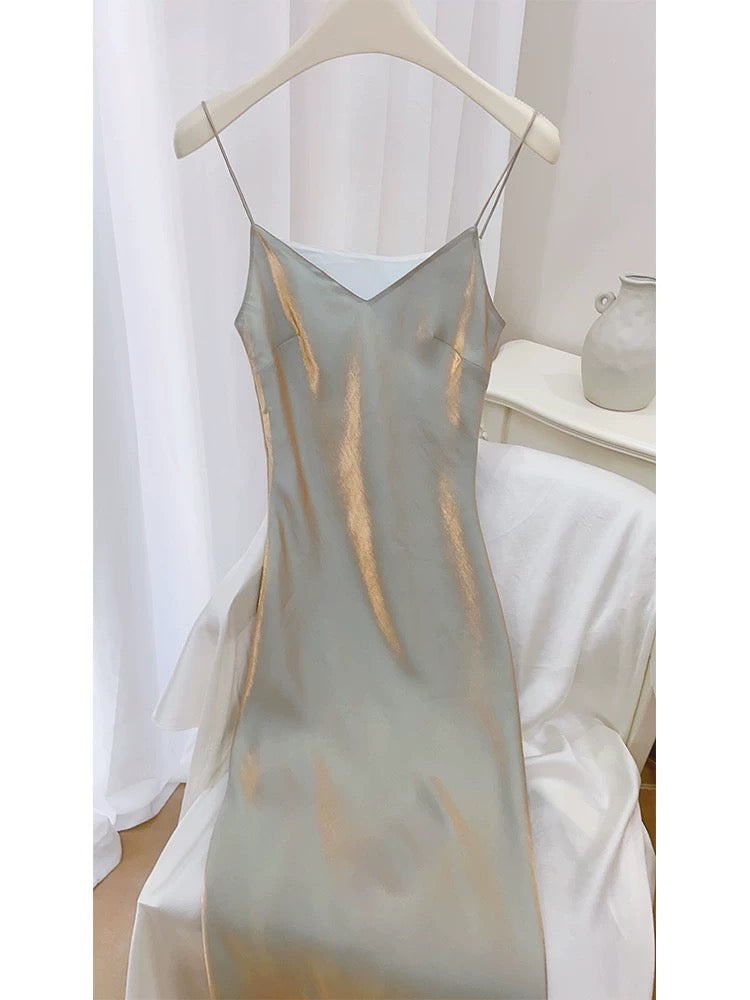 Simple Sheath Spaghetti Straps Semi Formal Summer Garden Beach Spring Event Outfits Wedding Guest Dresses RB4942