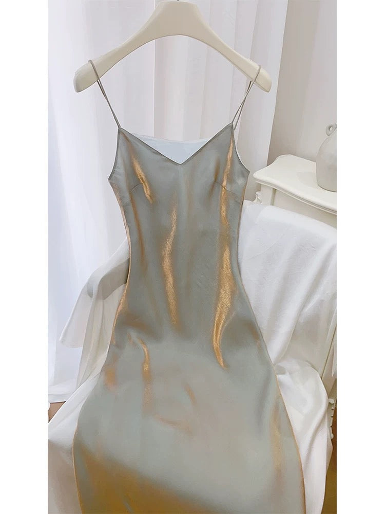 Simple Sheath Spaghetti Straps Semi Formal Summer Garden Beach Spring Event Outfits Wedding Guest Dresses RB4942