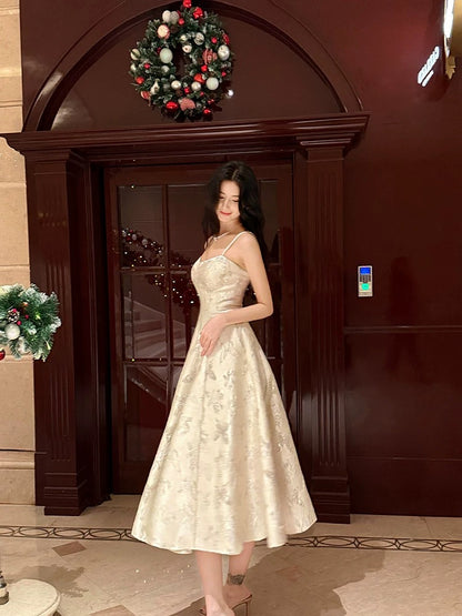 Boho-chic A Line Spaghetti Straps Lace Semi Formal Summer Garden Beach Spring Event Outfits Wedding Guest Dresses RB4946