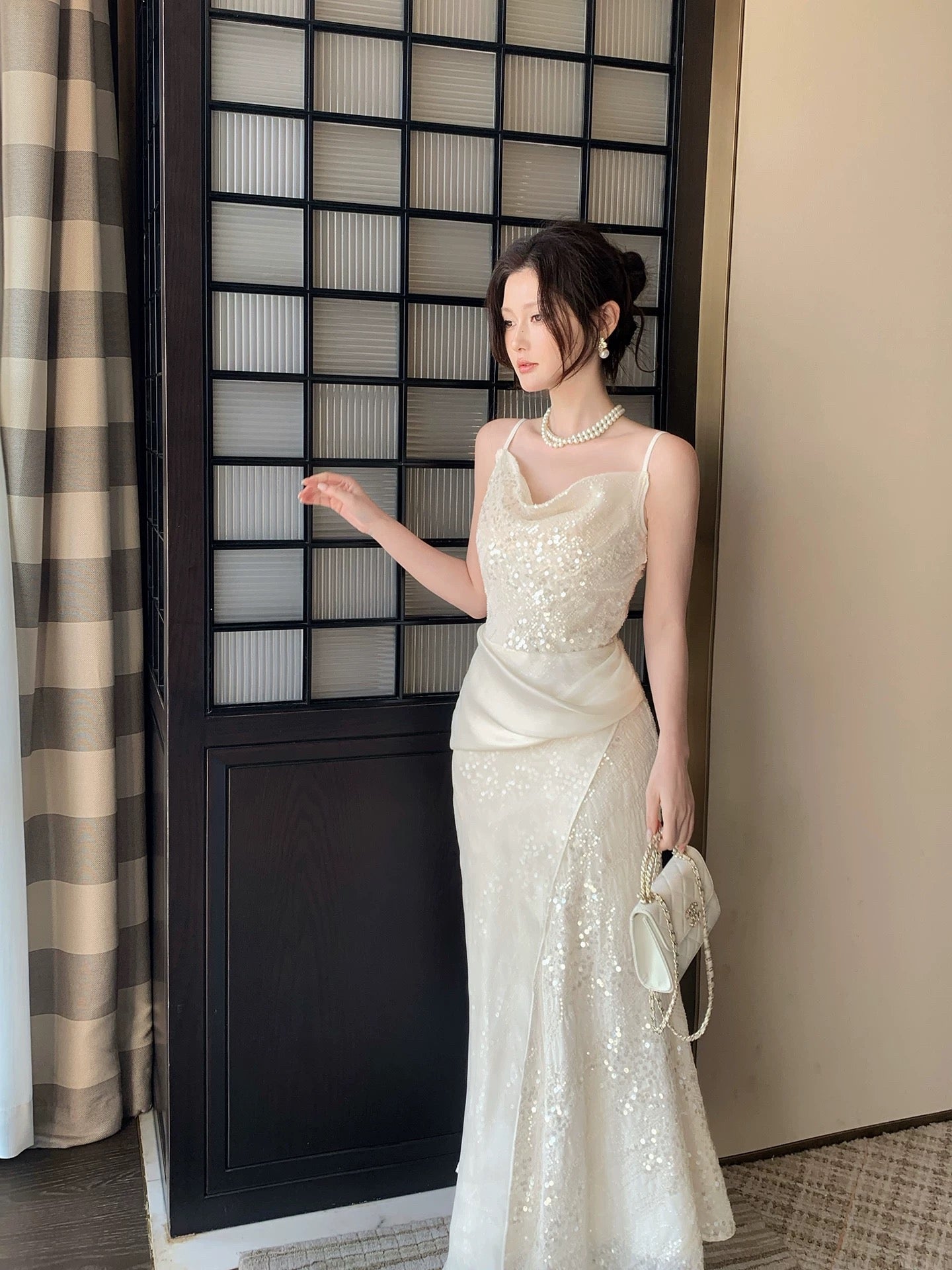 Free-Spirited Mermaid Spaghetti Straps Sequin Semi Formal Summer Garden Beach Spring Event Outfits Wedding Guest Dresses RB4952
