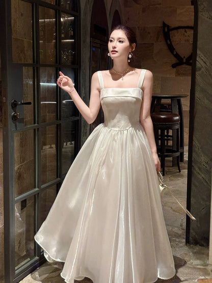 Free-Spirited A Line Spaghetti Straps With Bow Semi Formal Summer Garden Beach Spring Event Outfits Wedding Guest Dresses RB4954
