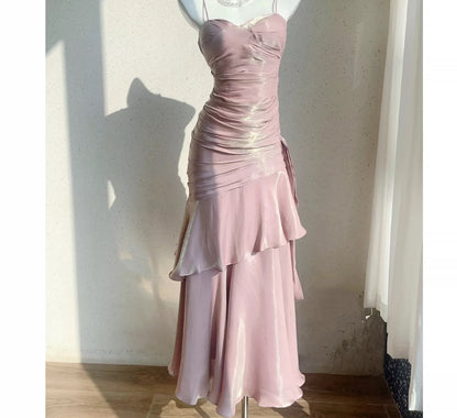 Free-Spirited Mermaid Spaghetti Straps Lilac With Layers Ruffled Semi Formal Summer Garden Beach Spring Event Outfits Wedding Guest Dresses RB4957
