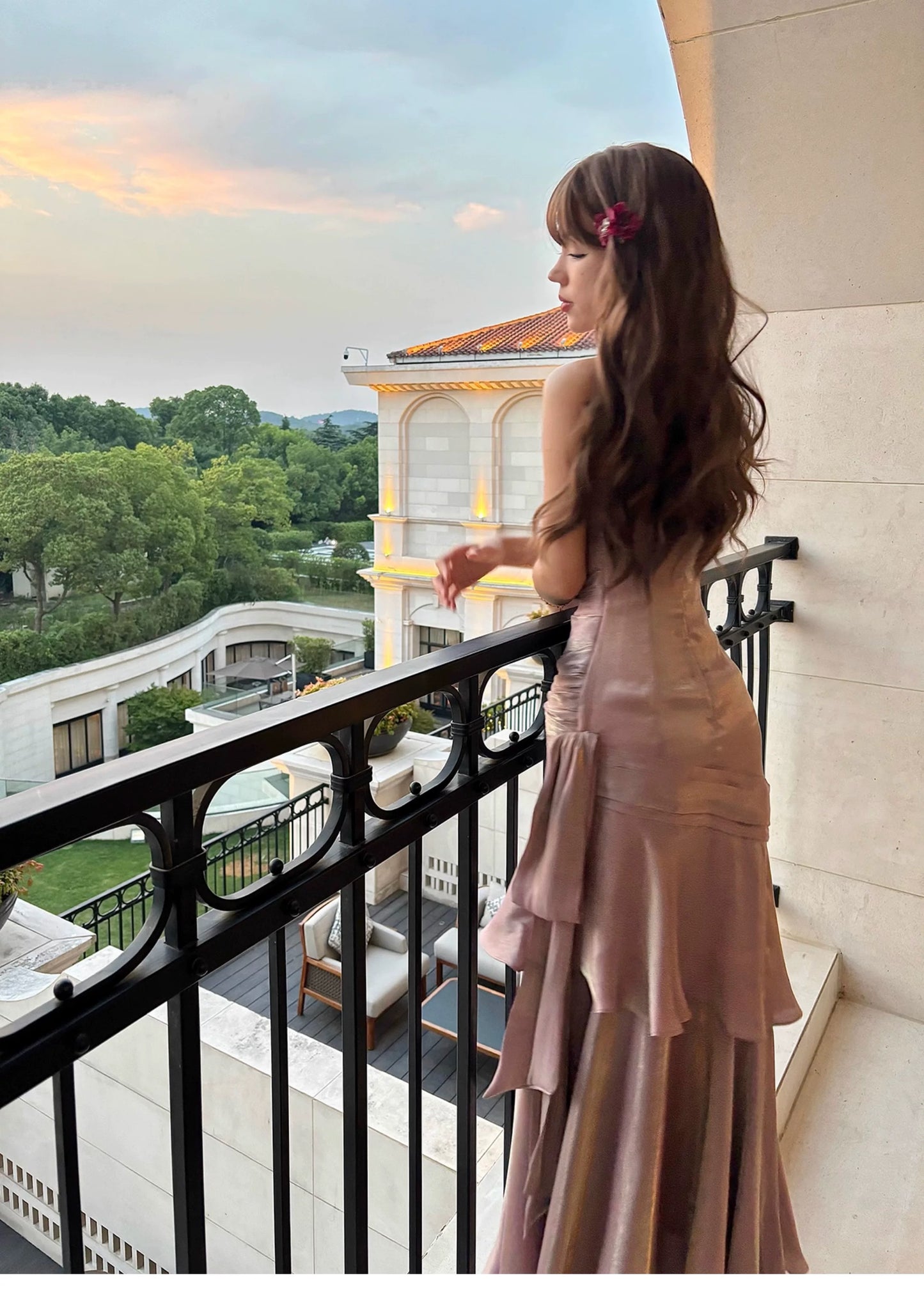 Free-Spirited Mermaid Spaghetti Straps Lilac With Layers Ruffled Semi Formal Summer Garden Beach Spring Event Outfits Wedding Guest Dresses RB4957