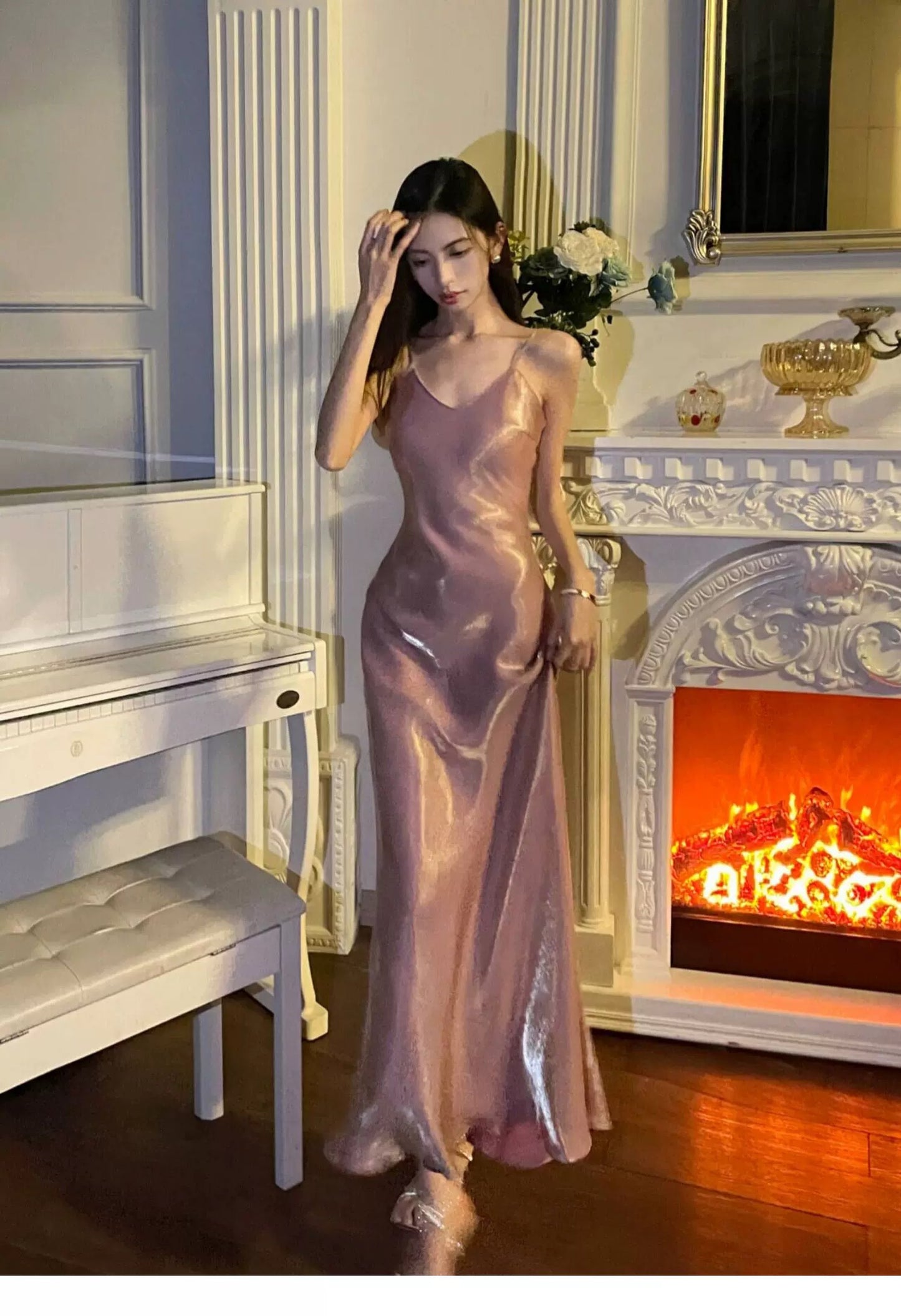 Simple Sheath Spaghetti Straps Semi Formal Summer Garden Beach Spring Event Outfits Pink Wedding Guest Dresses RB4972