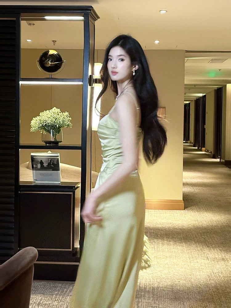 Princess Women's Mermaid Spaghetti Strap Green Maxi Dress Strap Sleeveless Date Night Outfits Outdoor Semi Formal Wedding Guest Dresses RB5071