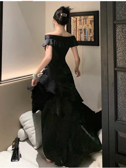Ethereal Women's Mermaid Off The Shoulder White Maxi Dress Date Night Outfits Outdoor Semi Formal Wedding Guest Dresses RB5120