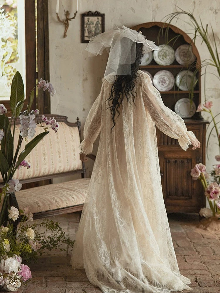Charming A Line V Neck Lace White With Sleeves Brides Gown Bridal Dress Long Wedding Dresses RB5712