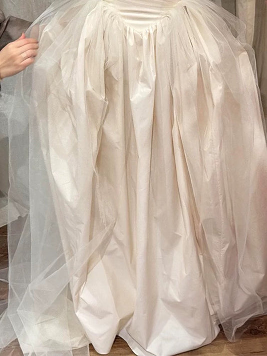 Timeless Ball Gown Strapless White Satin With Ruffled Floor Length Brides Gown Bridal Dress Wedding Dresses RB5561