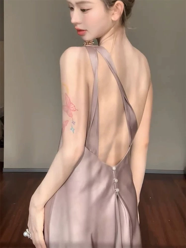 Stylish Mermaid One Shoulder Satin Backless Long Floor Length Evening Dresses Inspo Evening Outfits RB5150