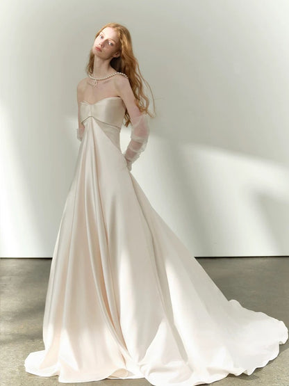 Romantische Hochzeitskleider Ballkleid Sweetheart Satin Sommergarten Langes Brautkleid N3916
