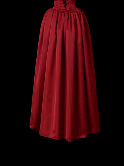 Robes de bal mignonnes sans bretelles bordeaux avec des fleurs 3D, longue robe de soirée formelle N3929