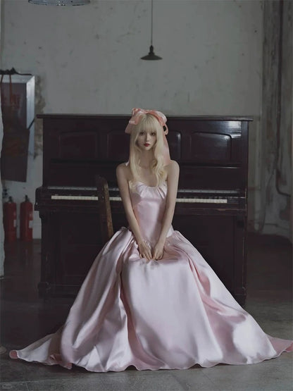 Prinzessin Abschlussballkleider A-Linie Sweetheart Tiefe Taille Satin Langes Abendkleid N3948