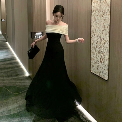 Sexy Mermaid Off The Shoulder Black Tie 21st Birthday Elegant Outfit Summer Formal Wedding Guest Dresses N3984