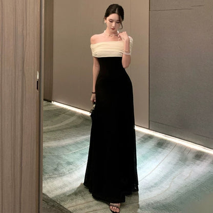 Sexy Mermaid Off The Shoulder Black Tie 21st Birthday Elegant Outfit Summer Formal Wedding Guest Dresses N3984