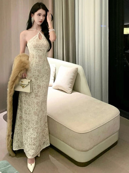 Belles robes de bal sirène en dentelle blanche robe de soirée formelle semi-longue N3990