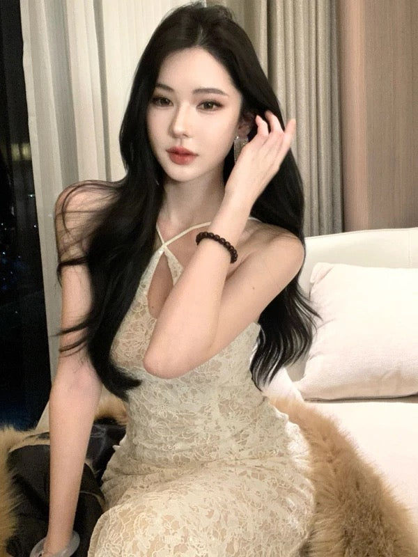 Belles robes de bal sirène en dentelle blanche robe de soirée formelle semi-longue N3990