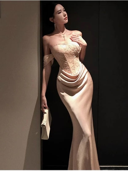 Robe de Sirène Sexy Épaules Dénudées pour 18ème Anniversaire, Tenue Élégante d'Été, Longueur Genou, pour Invitée de Mariage N4011