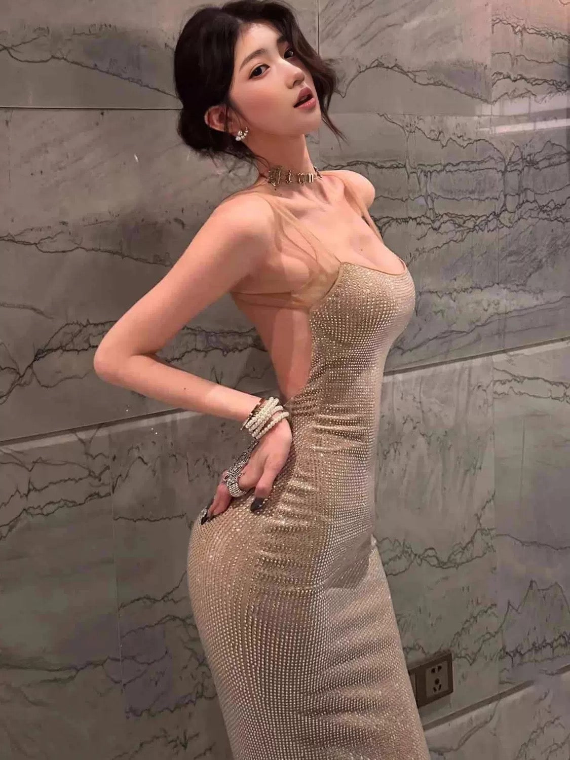 Robe Sirène Sexy à Bretelles Fines, Paillettes et Dos Nu, Tenue Élégante pour 18ème Anniversaire, Robes d'Invitée de Mariage d'Été N4037