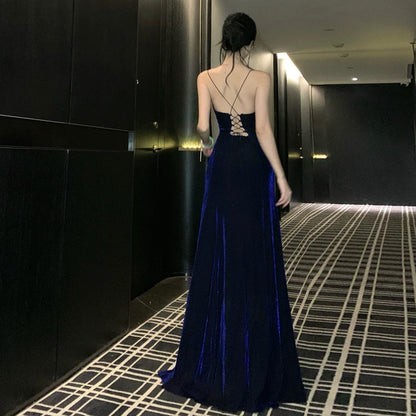 Robe de bal sirène à fines bretelles bleu roi, tenue élégante pour 21e anniversaire, robes de demoiselle d'honneur pour mariage estival N4040