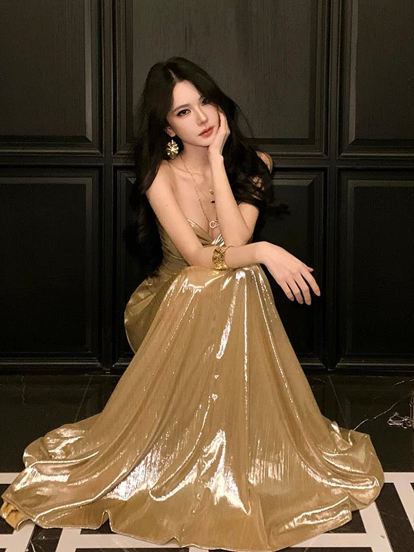 Sexy A-Linie Sweetheart Gold Pailletten zum 18. Geburtstag Elegantes Outfit Sommer Hochzeitsgastkleider N4041