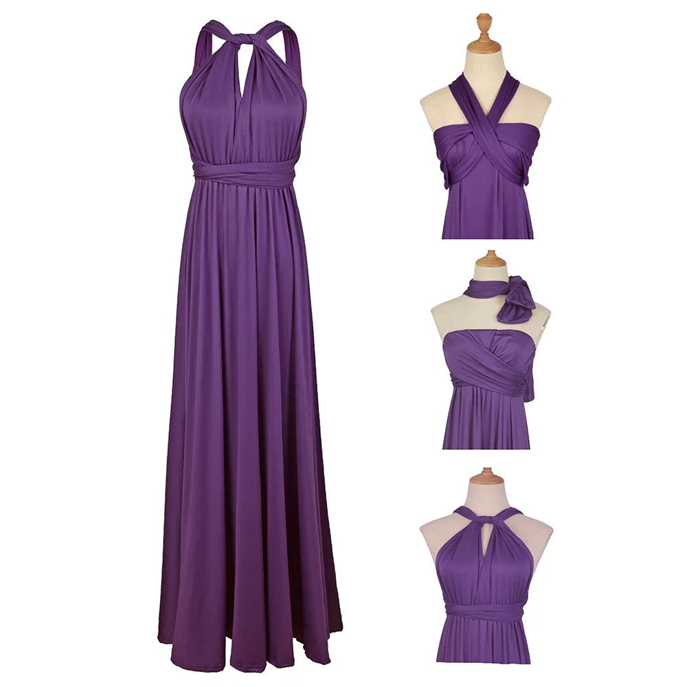 Robe de soirée élégante en mousseline de soie violette avec dos nu et col licou, coupe trapèze pour 18e anniversaire, invitée de mariage d'été N4044