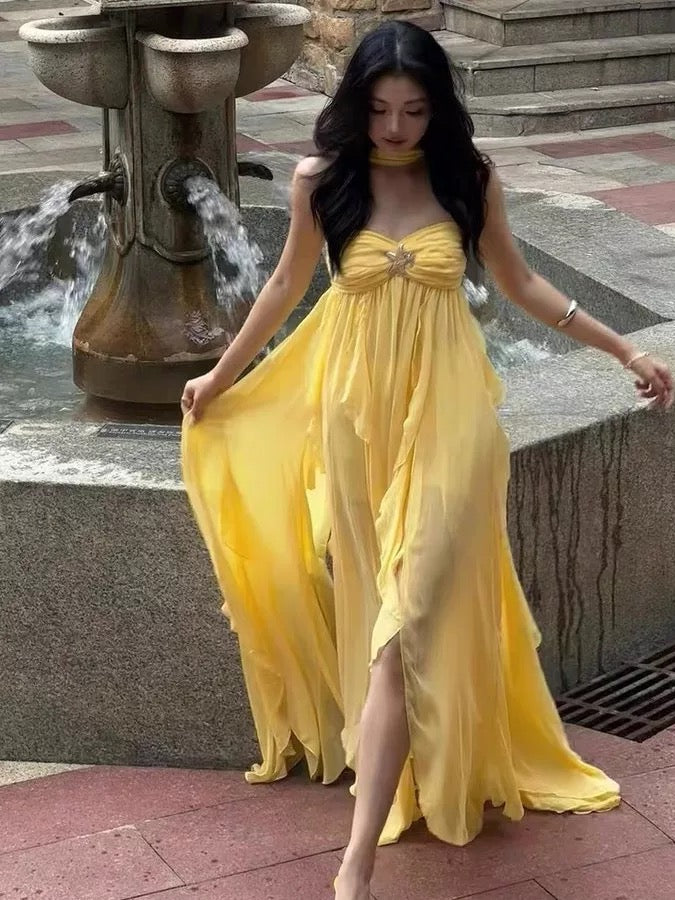 Robe de bal élégante en mousseline de soie rouge, coupe trapèze, col cœur, pour 21ème anniversaire, tenue d'invitée pour mariage d'été N4075