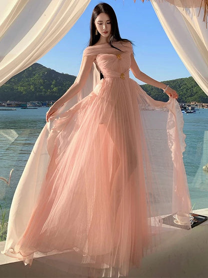 Sexy A-Linie Sweetheart Rosa Tüll 21. Geburtstag Elegantes Outfit Sommer Hochzeitsgastkleider N4079