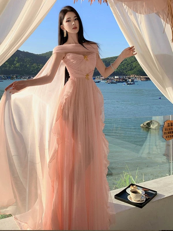 Sexy A-Linie Sweetheart Rosa Tüll 21. Geburtstag Elegantes Outfit Sommer Hochzeitsgastkleider N4079
