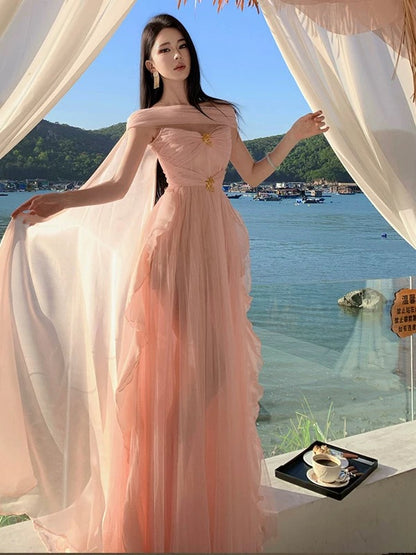 Sexy A-Linie Sweetheart Rosa Tüll 21. Geburtstag Elegantes Outfit Sommer Hochzeitsgastkleider N4079