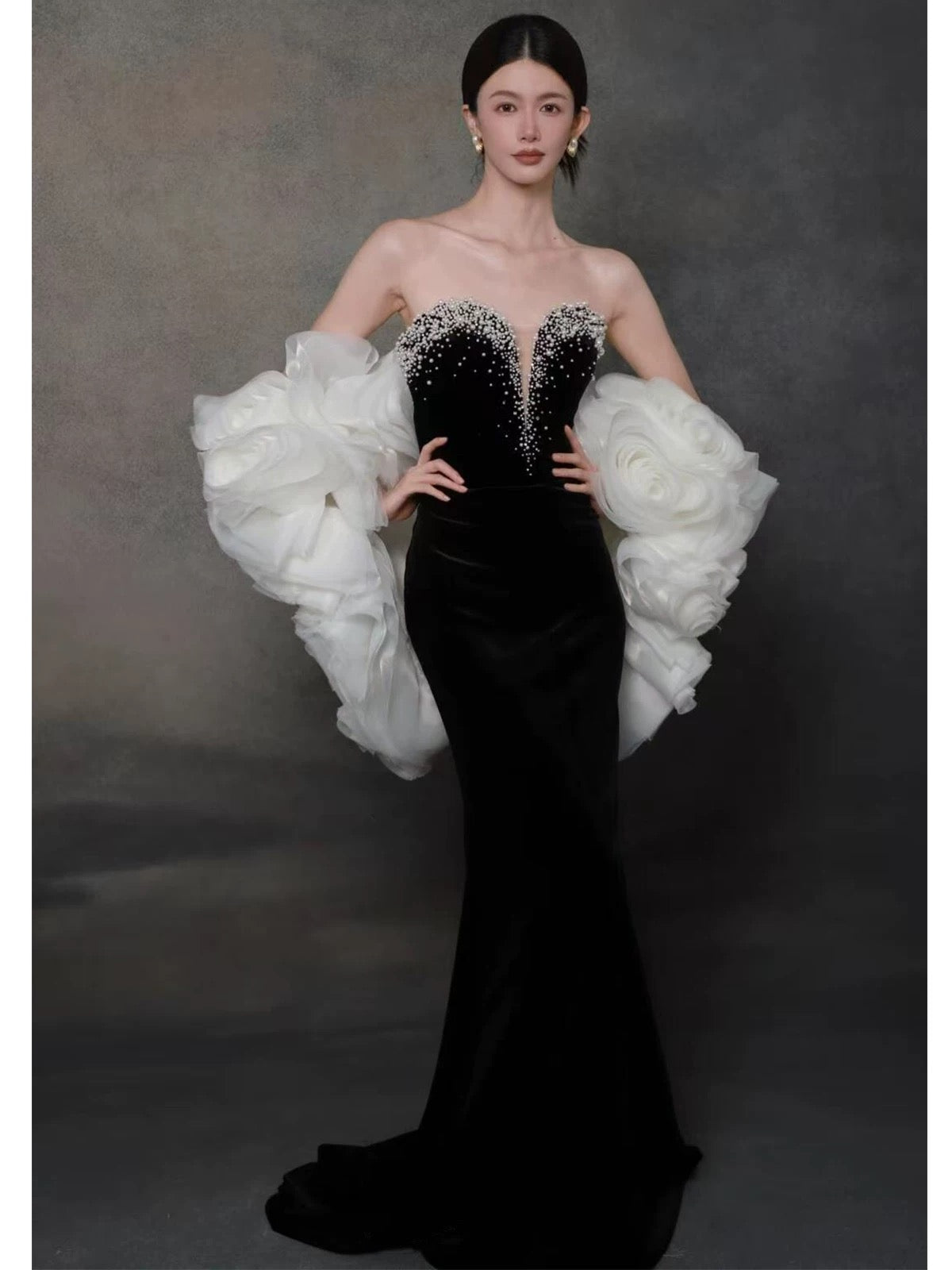 Modest Mermaid Sweetheart Black Tie Dress With Beaded Top Long Prom Evening Dresses Inspo Party Outfits RB5239