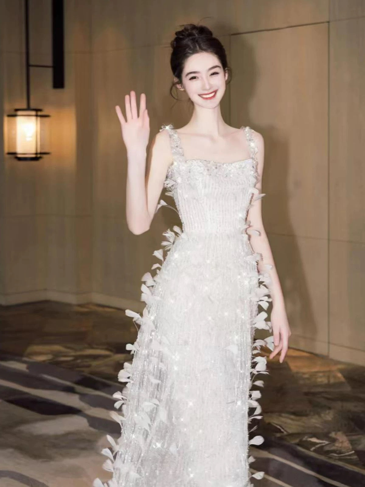 Glitter Women's A Line Square Neck Silver Sequin Maxi Dress Date Night Evening Outfit Semi Formal Prom Dresses RB5229