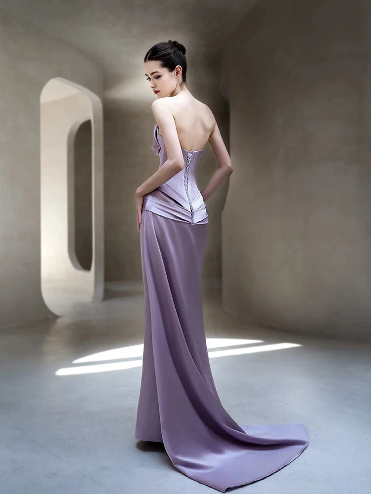 Flamboyant Women's Mermaid Sweetheart Lilac With Scarf Maxi Dress Date Night Evening Outfit Formal Prom Dresses RB5256