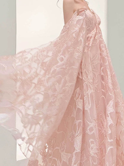Modest A Line Off The Shoulder Pink Lace With Long Sleeves Date Night Evening Outfit Formal Prom Dresses RB5313