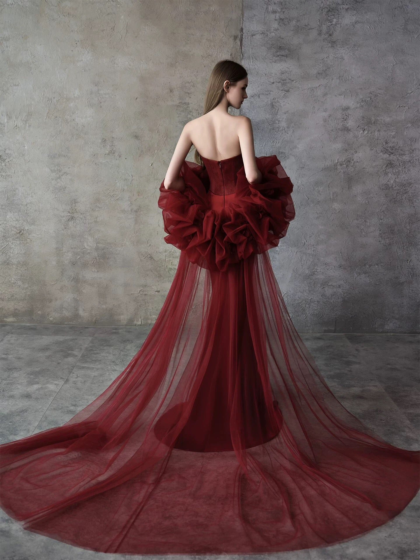Modest Mermaid Sweetheart Burgundy Satin With Cape Date Night Evening Outfit Formal Prom Dresses RB5320
