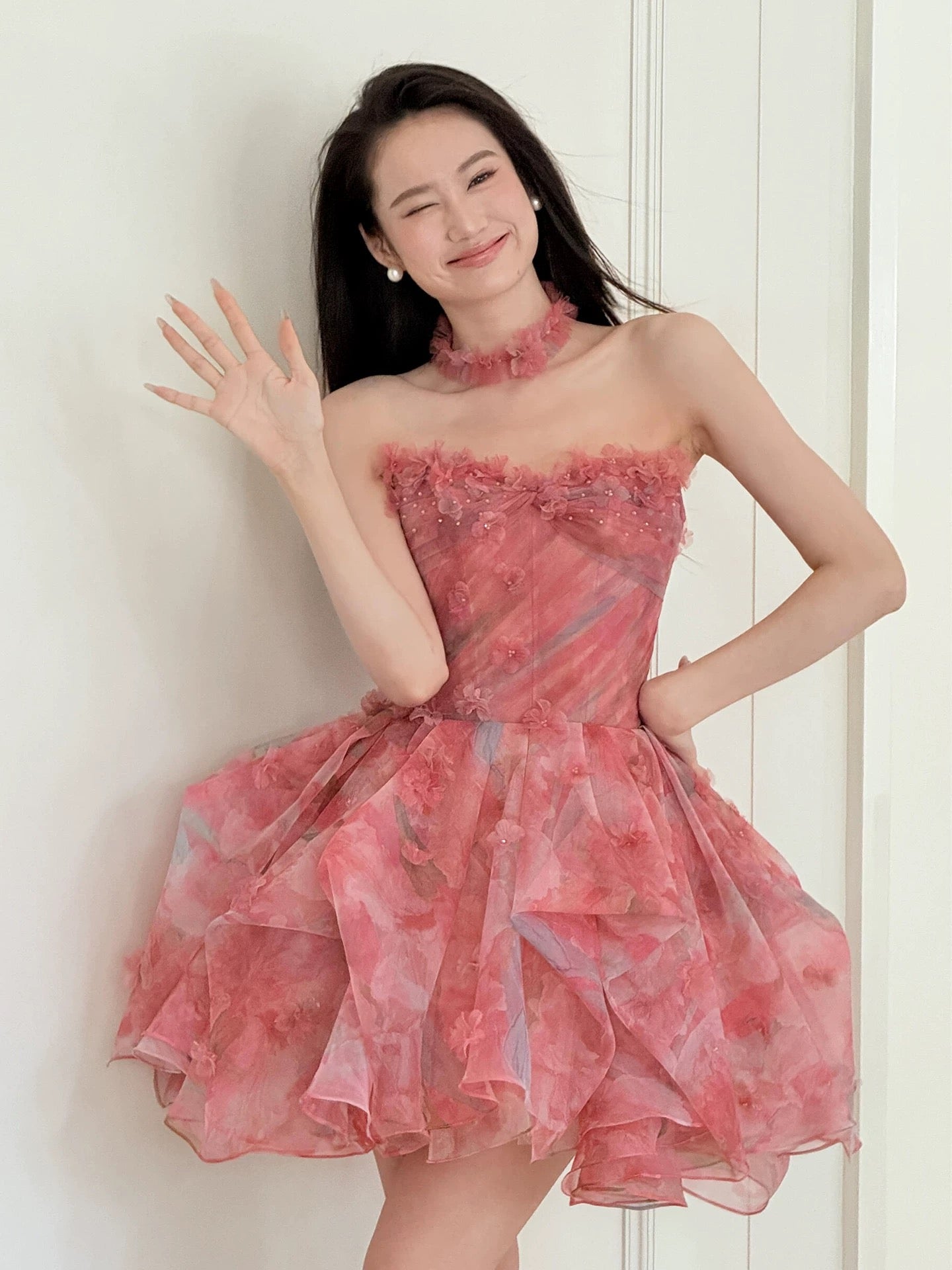 Cute Ball Gown Sweetheart Floral Pink Short Cocktail Homecoming Dresses Ideas Hoco Outfits RB5330